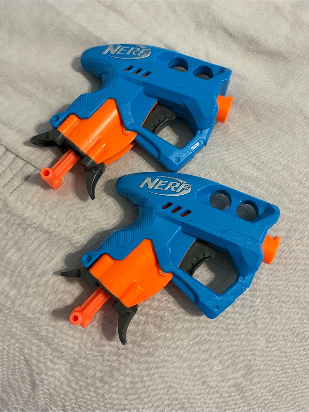 🔴 2 NERF-N-STRIKE Nano Fire Orange Pocket-Sized Blasters